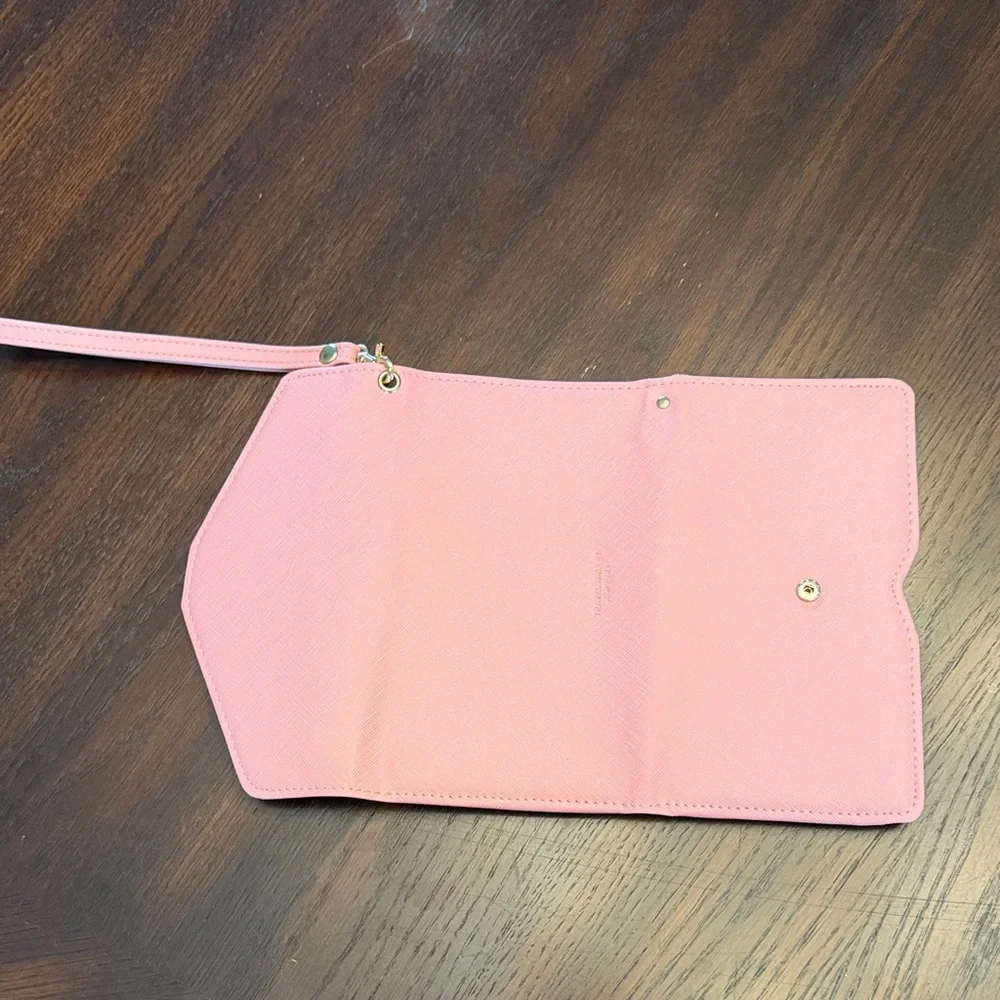 Pink Envelope Wallet Wristlet Clutch Travel Organizer Card Holder OS